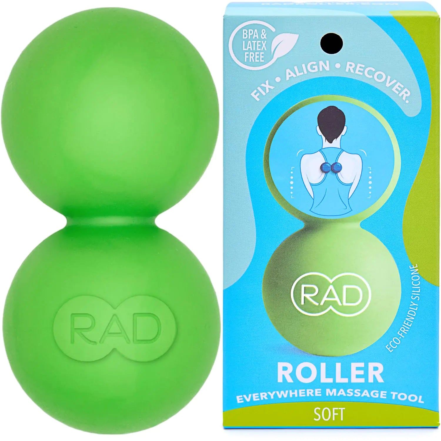 RAD Roller Soft Peanut Roller Ball Massager - Soft/Low Density Peanut Massage Ball - Myofascial Release for Back Feet Neck Psoas - Suboccipital Release Device Thoracic Spine Roller Balls