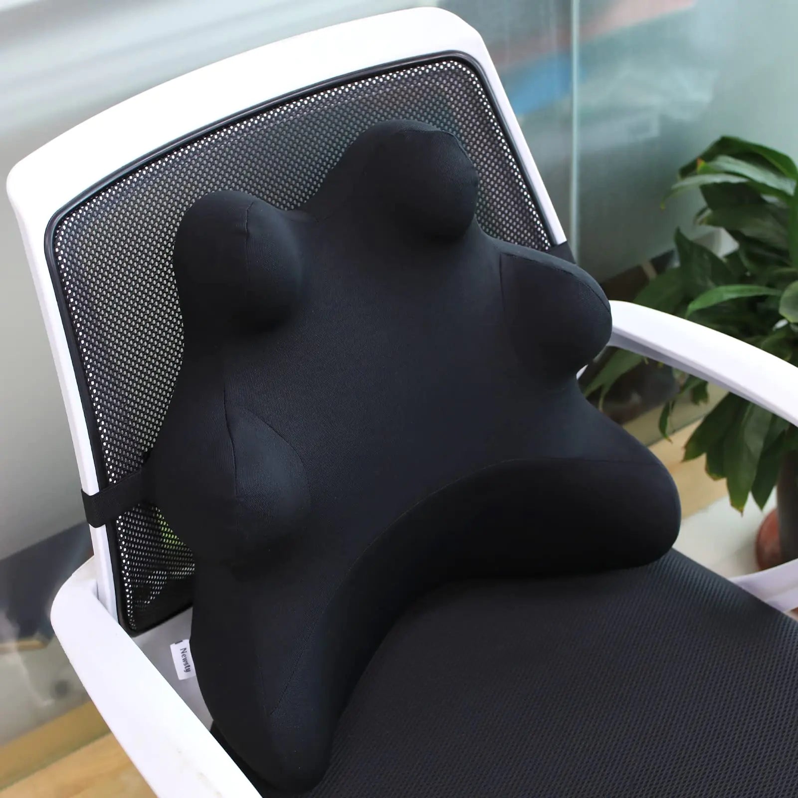 Newsty Lumbar Support Pillow for Ofiice Chair Patented Ergonomic Back Support for Back Pain Relief with Adjustable Strap Lumbar Support Pillow Relieving Lumbar Muscle Strain (Black)