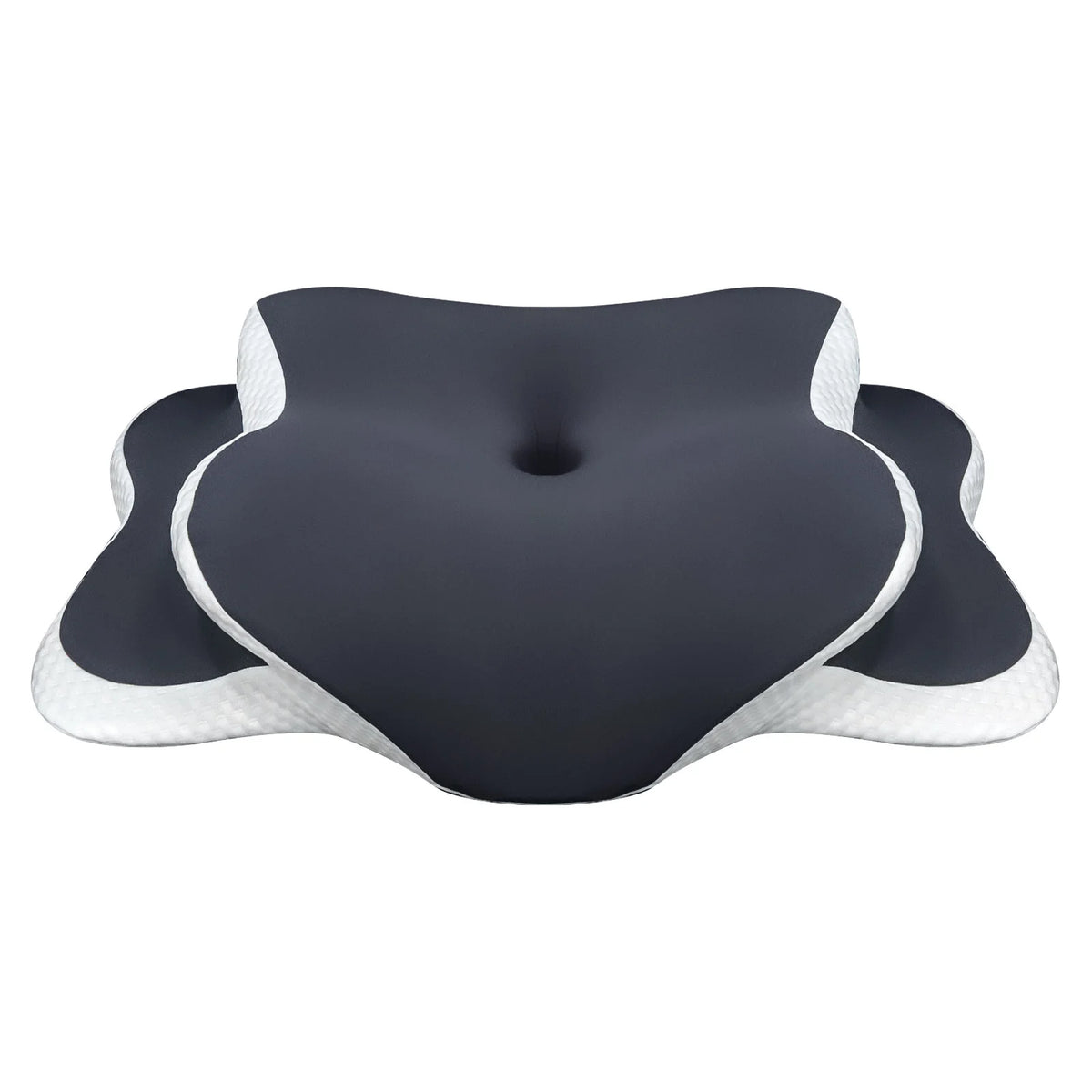 Cervical pillow flat lay showing dimensions and contour profile