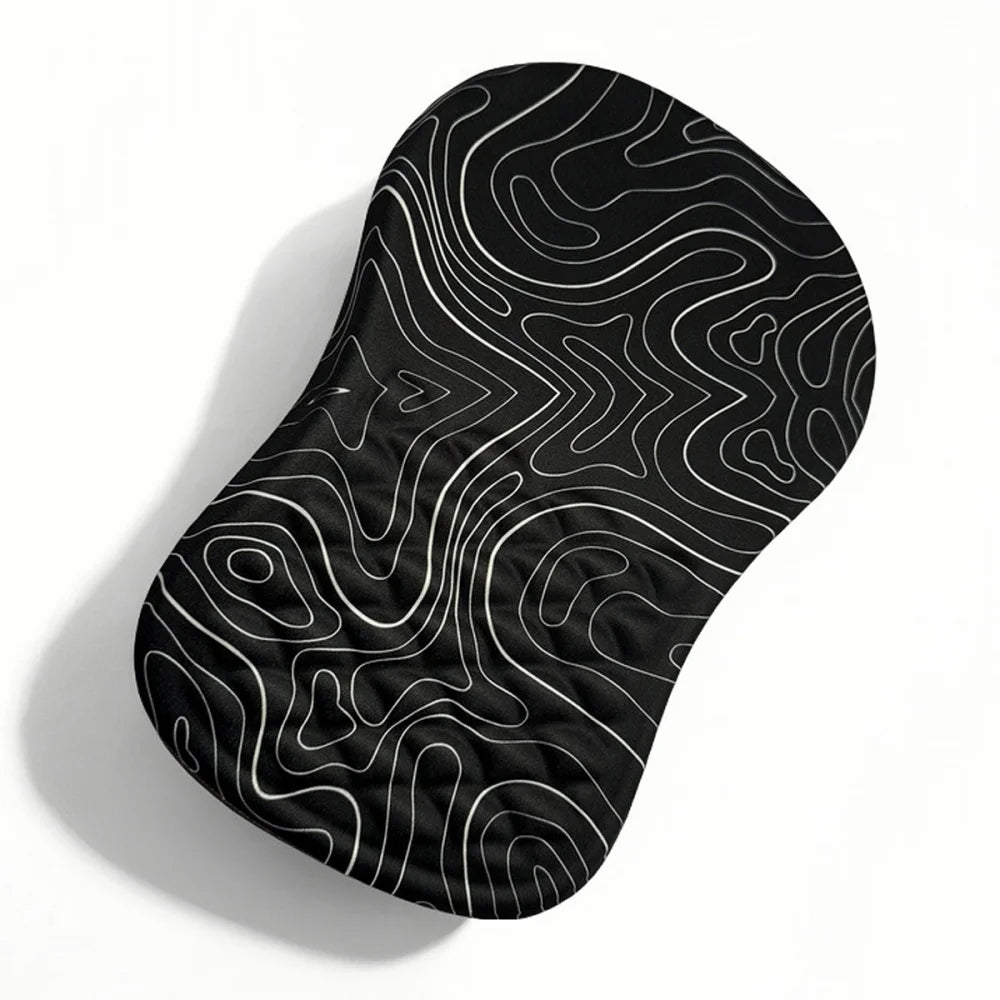 Ergonomic wrist rest packaging showing product dimensions